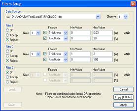 Filters dialog.